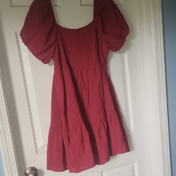 Umgee Burgundy Red Sequin Appliqué Mini Dress - Picture 4 of 6